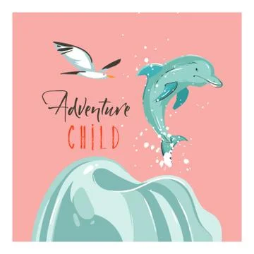 Hand drawn vector abstract cartoon summer time graphic illustrations template Stock-Illustration