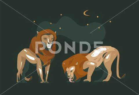 Hand drawn vector abstract cartoon modern graphic African Safari collage Stock Illustrationen