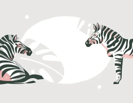 Hand drawn vector abstract cartoon modern graphic African Safari collage Stock Illustration