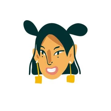 Hand drawn vector abstract cartoon flat minimalistic modern graphic girl avatar Stock Illustration