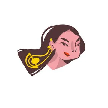 Hand drawn vector abstract cartoon flat minimalistic modern graphic girl avatar Stock Illustration