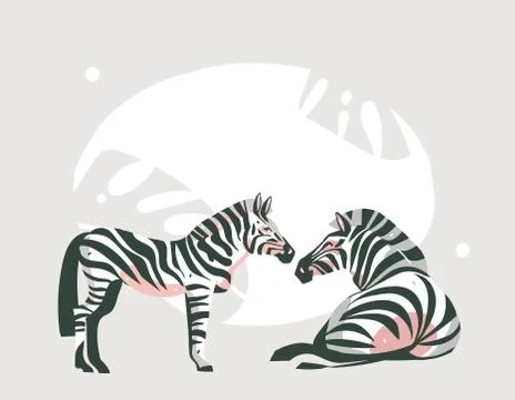Hand drawn vector abstract cartoon modern graphic African Safari collage Stock Illustration