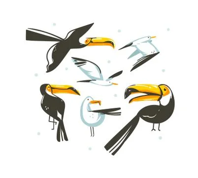 Hand drawn vector abstract cartoon summer time graphic decoration illustrations Stock Illustration