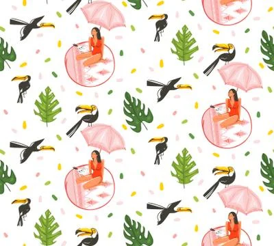 Hand drawn vector abstract cartoon summer time graphic illustrations artistic イラスト素材