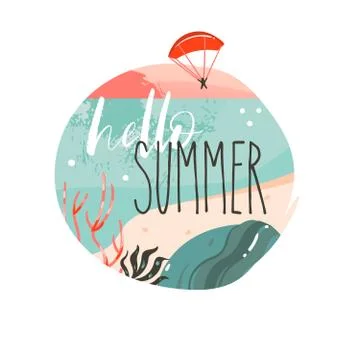 Hand drawn vector abstract cartoon summer time graphic illustrations art 스톡 일러스트