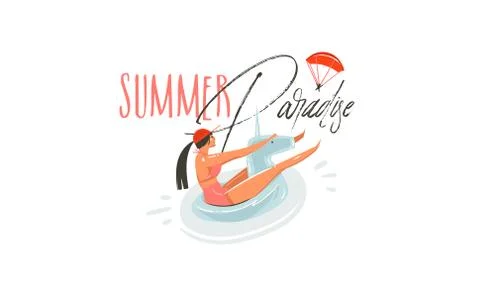 Hand drawn vector abstract cartoon summer time graphic illustrations art with Stock-Illustration