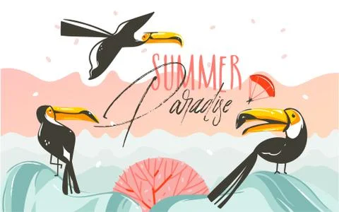 Hand drawn vector abstract cartoon summer time graphic illustrations art with Stock-Illustration