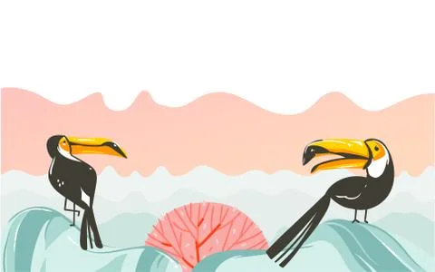 Hand drawn vector abstract cartoon summer time graphic illustrations art with Stock-Illustration