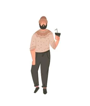 Hand drawn vector abstract cartoon graphic illustrations art with person with Stock Illustration