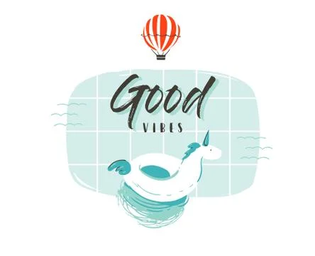 Hand drawn vector abstract cartoon summer time fun illustration Illustrazione stock