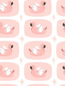 Hand drawn vector abstract cartoon summer time fun pop illustration seamless Stock Illustration