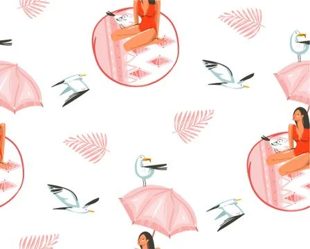 Hand drawn vector abstract cartoon summer time graphic illustrations artistic Stock Illustration