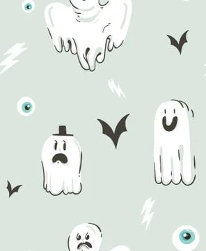 Hand drawn vector abstract cartoon Happy Halloween illustrations collection Illustrazione stock