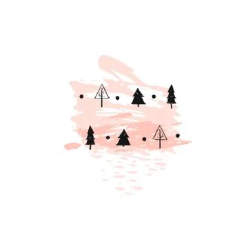 Hand drawn vector abstract Christmas decoration textured print design with Stock Illustration