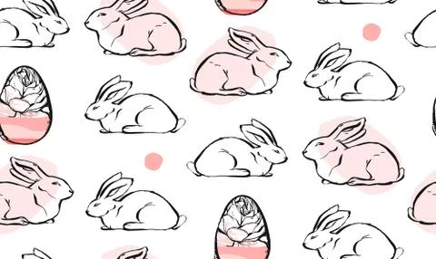 Hand drawn vector abstract creative universal Easter seamless pattern design Stock Illustration