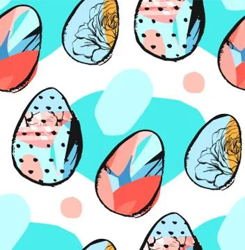 Hand drawn vector abstract creative universal Easter seamless pattern design Stock Illustration
