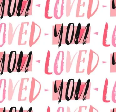 Hand drawn vector abstract creative hipster Valentines day seamless pattern Illustrazione stock