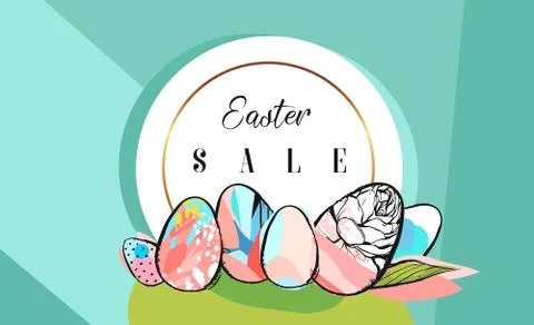 Hand drawn vector abstract creative Easter Sale greeting borders design template イラスト素材