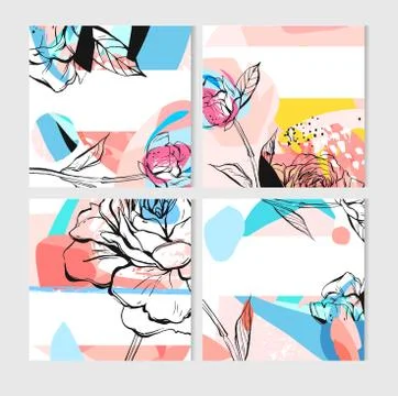 Hand drawn vector abstract creative unusual save the date cards template Stock Illustration