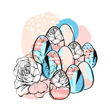 Hand drawn vector abstract creative texture Easter concept graphic trendy Stock Illustration