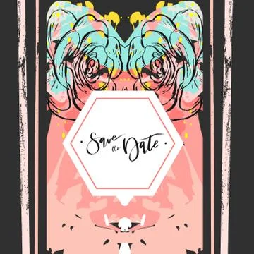 Hand drawn vector abstract creative unusual universal save the date card Stock Illustration