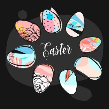 Hand drawn vector abstract creative Easter greeting illustration with abstract Stockillustratie
