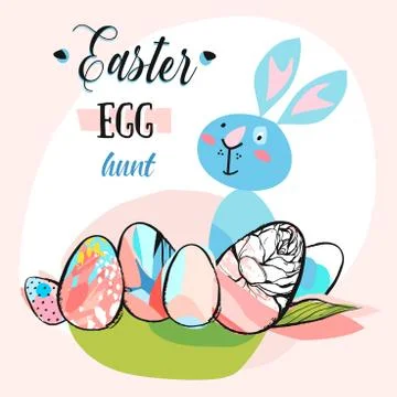 Hand drawn vector abstract creative cute Easter greeting card Stockillustratie
