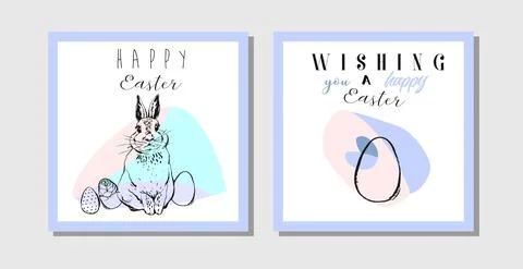 Hand drawn vector abstract creative Easter greeting postcard design template Stockillustratie