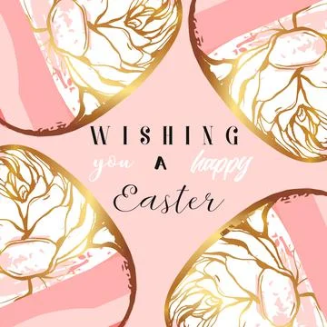 Hand drawn vector abstract creative Happy Easter greetings card design template 库存插图