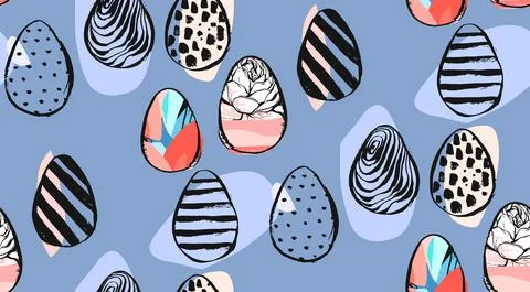 Hand drawn vector abstract creative universal Easter seamless pattern design Stock Illustration