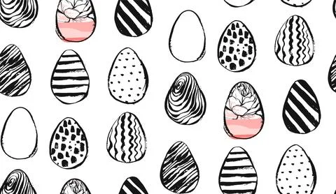 Hand drawn vector abstract creative universal Happy Easter seamless pattern Stock Illustration
