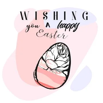 Hand drawn vector abstract creative Easter greeting postcard design template Stock Illustration