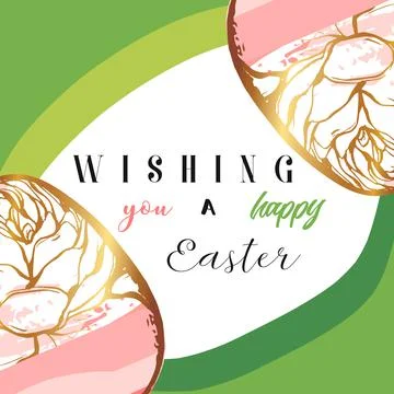 Hand drawn vector abstract creative Happy Easter greeting card design template 库存插图