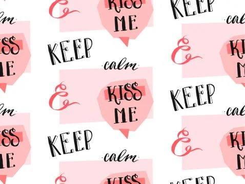 Hand drawn vector abstract cute romantic Valentines day concept seamless pattern Illustrazione stock