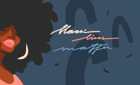 Hand drawn vector abstract flat stock graphic illustration with young black afro Stock Illustration