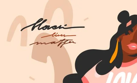 Hand drawn vector abstract flat stock graphic illustration with young black afro Stock Illustration