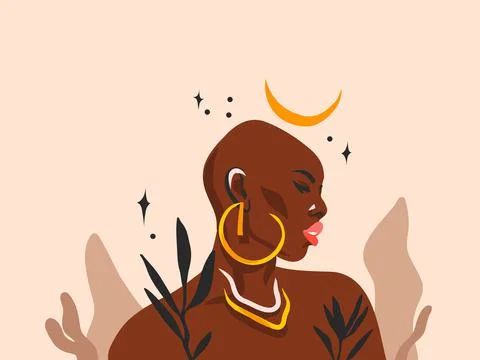 Hand drawn vector abstract flat graphic illustration with ethnic tribal black Stock Illustration