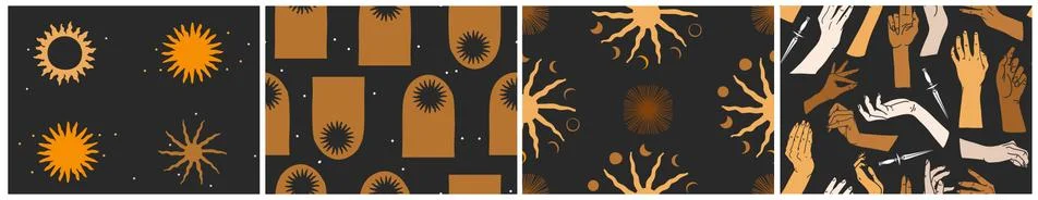 Hand drawn vector abstract flat stock graphic illustration seamless pattern Stock Illustration