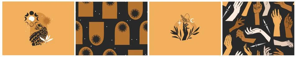 Hand drawn vector abstract flat stock graphic illustration seamless pattern Stock Illustration