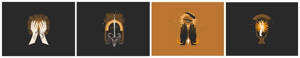 Hand drawn vector abstract flat stock graphic illustrations logo emblem Stock Illustration