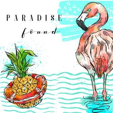 Hand drawn vector abstract freehand textured summer time art background with Stock-Illustration