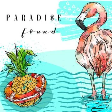 Hand drawn vector abstract freehand textured summer time art background with Illustrazione stock