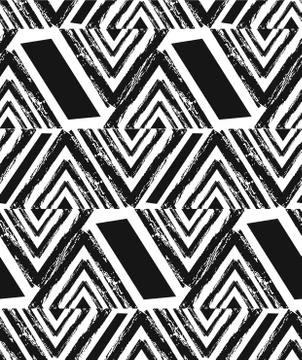 Hand drawn vector abstract freehand textured seamless pattern collage with zebra Stock Illustration