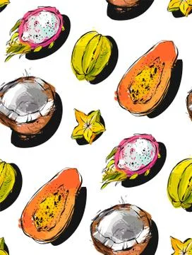 Hand drawn vector abstract freehand textured unusual seamless pattern with Stock Illustration