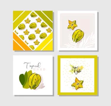 Hand drawn vector abstract freehand textured unusual tropical save the date Illustrazione stock