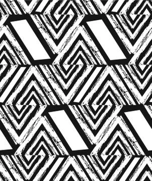 Hand drawn vector abstract freehand textured seamless pattern collage with zebra イラスト素材
