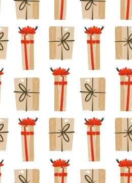 Hand drawn vector abstract fun Merry Christmas time cartoon illustrations Stock Illustration