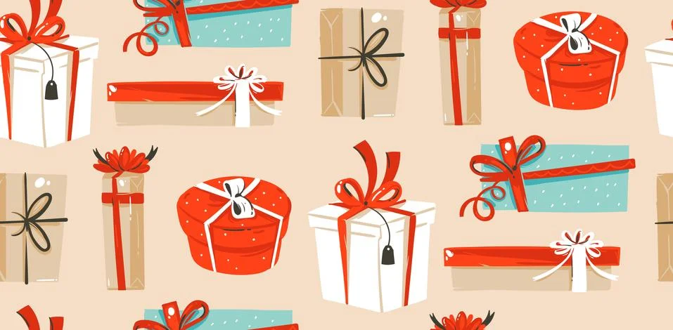 Hand drawn vector abstract fun Merry Christmas time cartoon illustrations Stock Illustration