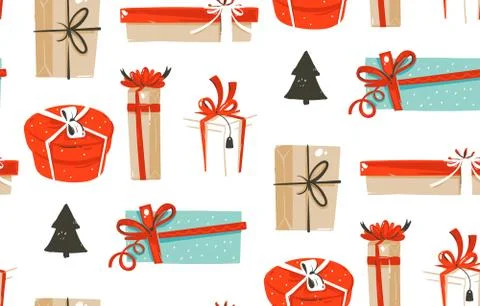 Hand drawn vector abstract fun Merry Christmas time cartoon illustrations Illustrazione stock