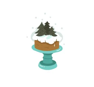 Hand drawn vector abstract fun Merry Christmas time cartoon illustration with Stock Illustration